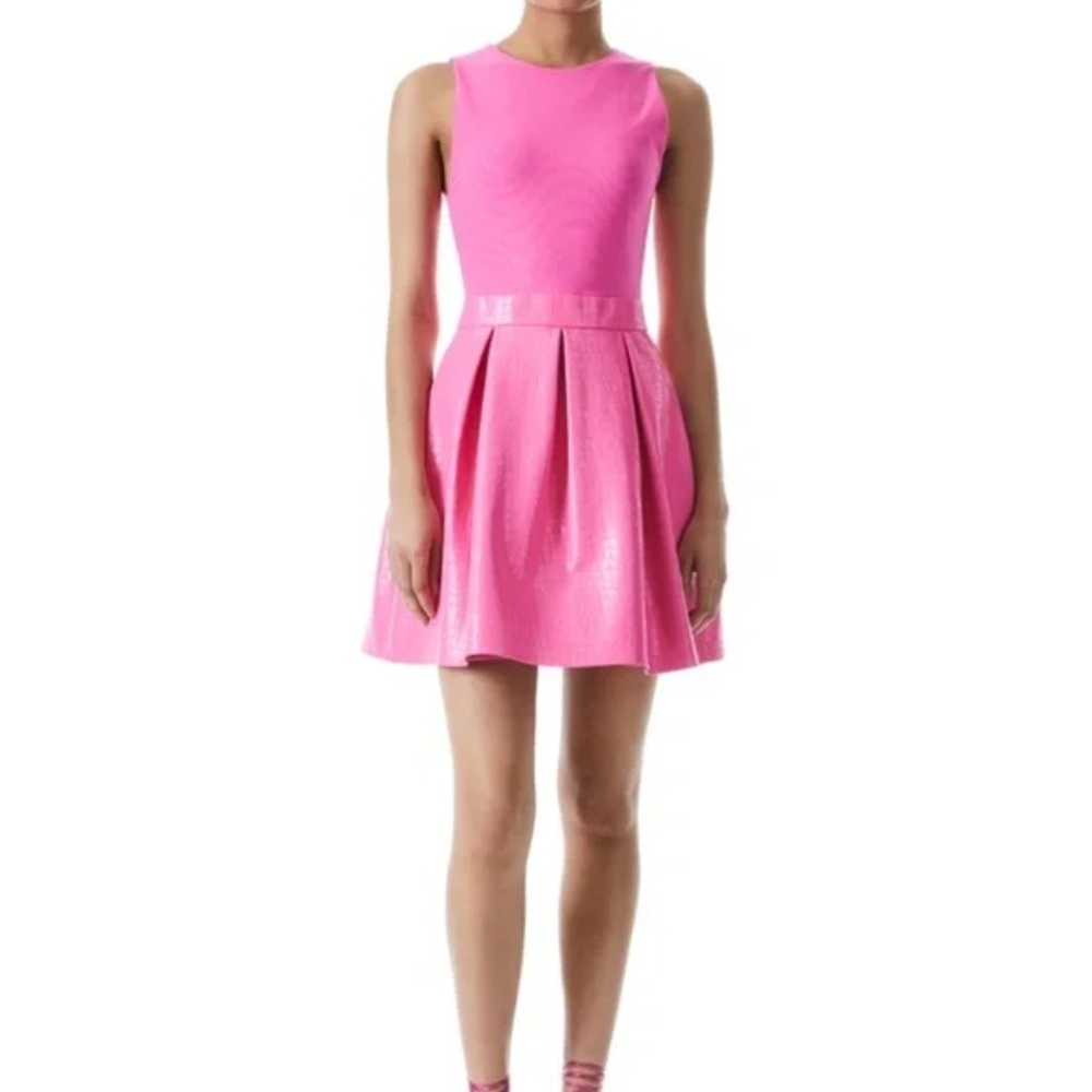 Women's Pink Alice + Olivia Chara Vegan Leather Croc Mini Dress 0